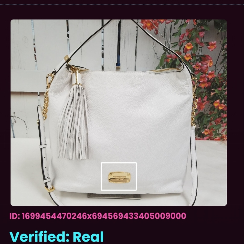 Authentic w/coa Michael Kors white leather Bedford satchel purse bag - Picture 9 of 12